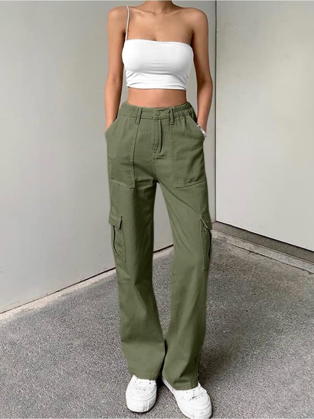 Lepunuo High-Rise Olive Green Cargo Pants
